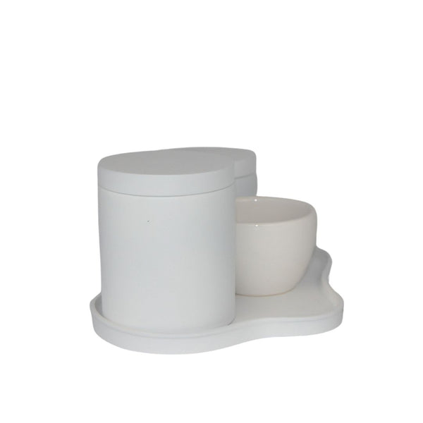 KIT DE HIGIENE ABSTRATO BRANCO COM BANDEJA