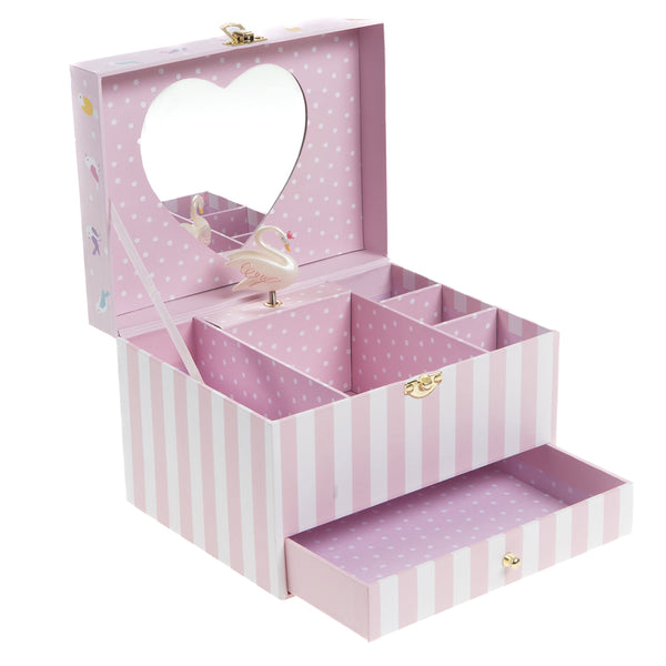 CAIXA DE MUSICA PORTA JOIAS ROSA LISTRADA