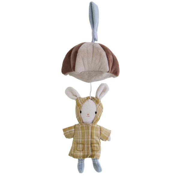 MOBILE DE PELUCIA COELHO MUSICAL COM GUARDA CHUVA