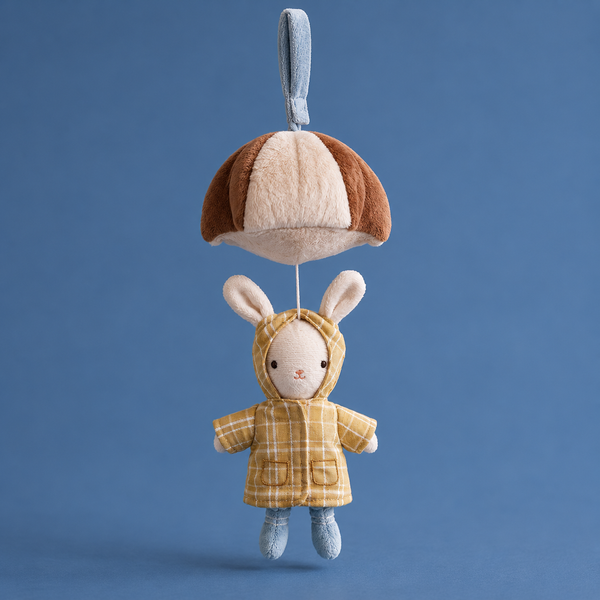 MOBILE DE PELUCIA COELHO MUSICAL COM GUARDA CHUVA