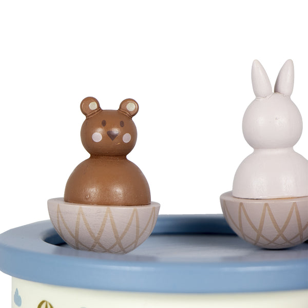 CAIXA DE MUSICA COELHO E URSO NO BALAO