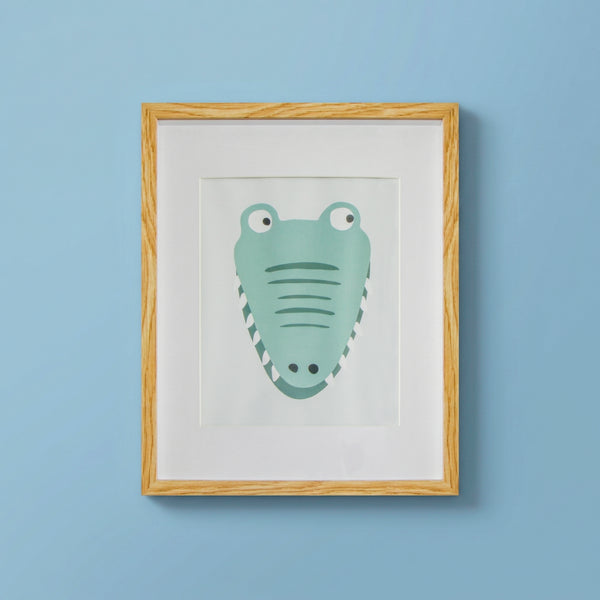QUADRO JACARE COM MOLDURA AMADEIRADA