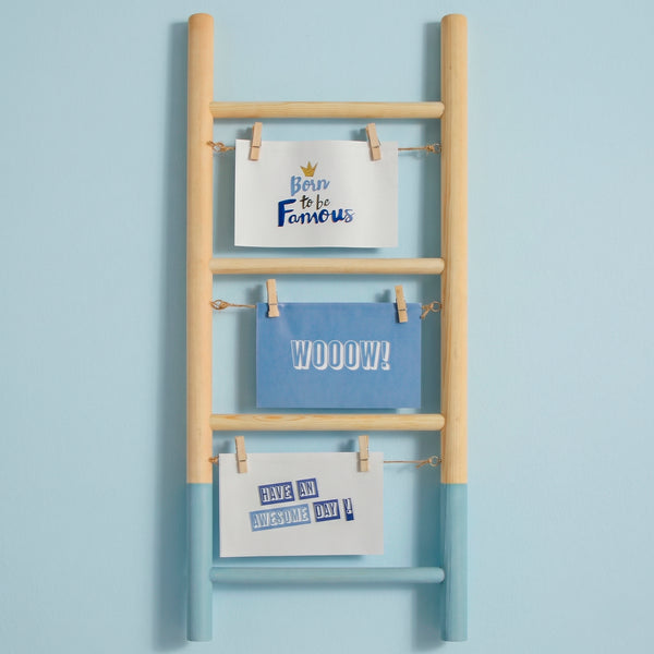 PORTA FOTO EM FORMATO DE ESCADA AZUL
