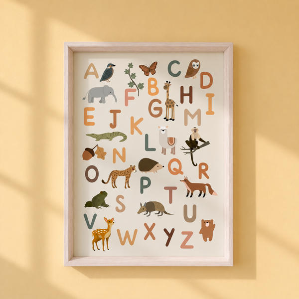 QUADRO ABC FLORESTA COM FUNDO BEGE (MOLDURANGG)