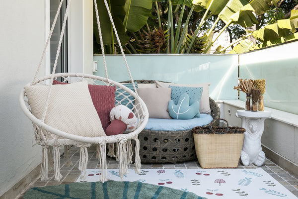 M1 POLTRONA DE PENDURAR MACRAME ACOMPANHA GANCHO, MOSQUETAO E CORRENT