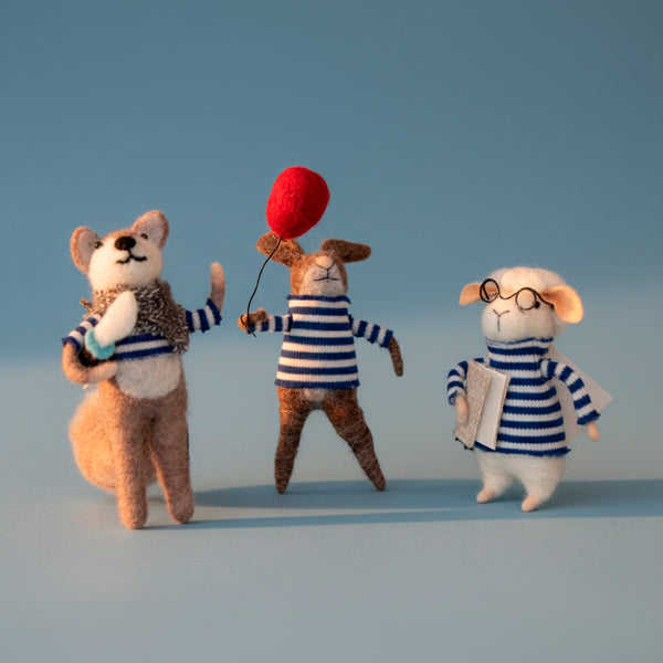 JOGO DE 3 ESCULTURAS LISTRAS DE LA DE FELTRO