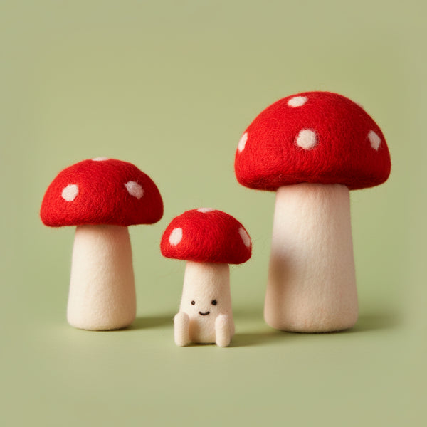 JOGO DE 3 COGUMELOS DE LA DE FELTRO