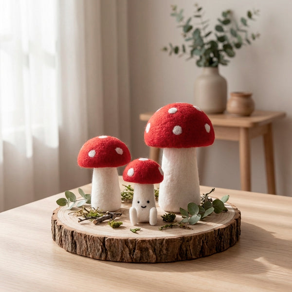 JOGO DE 3 COGUMELOS DE LA DE FELTRO