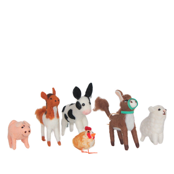 JOGO DE 6 ANIMAIS DA FAZENDA DE LA DE FELTRO
