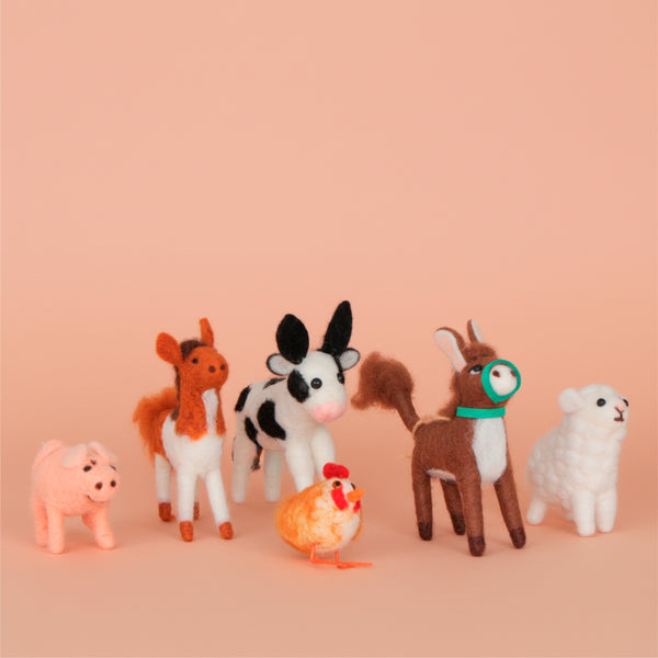 JOGO DE 6 ANIMAIS DA FAZENDA DE LA DE FELTRO