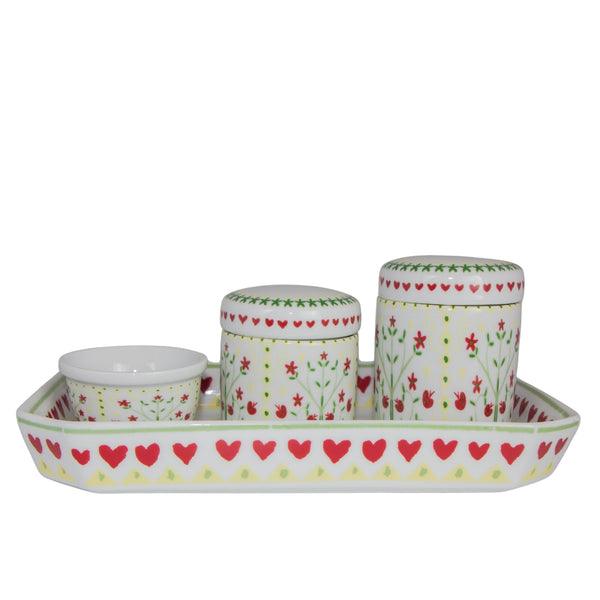 KIT HIGIENE AMEISE ENCANTO VERMELHO E VERDE COM BANDEJA