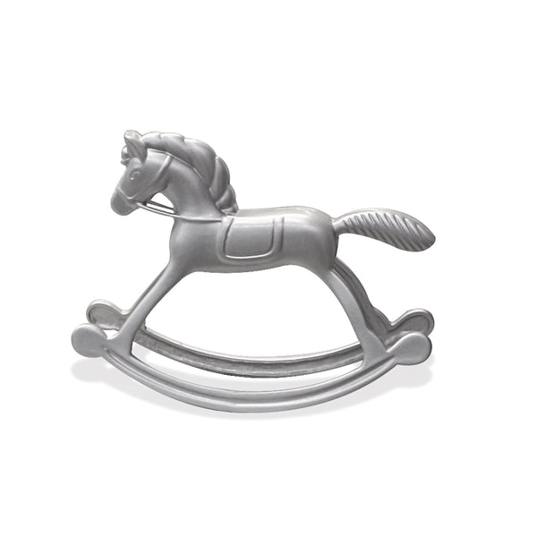 M1 ESCULTURA CAVALO DE BALANCO DE METAL PINTADO DE PRATA