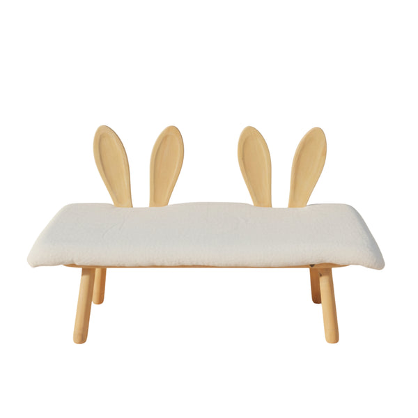 BANCO DE MADEIRA COELHOS COM ALMOFADA