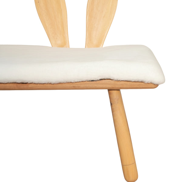 BANCO DE MADEIRA COELHOS COM ALMOFADA