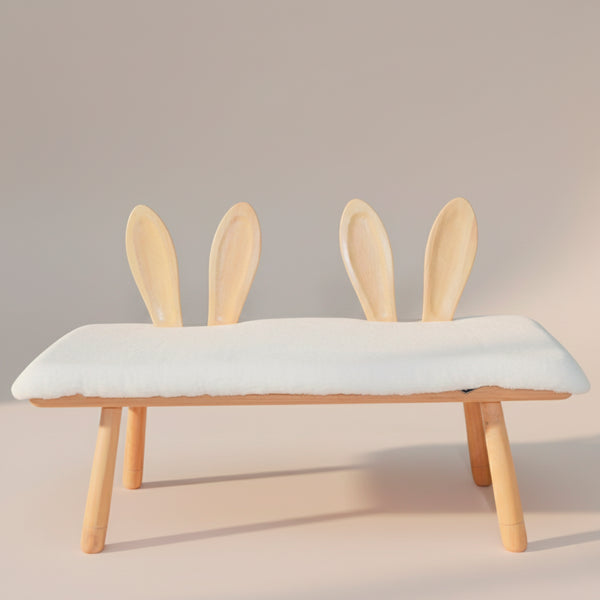 BANCO DE MADEIRA COELHOS COM ALMOFADA