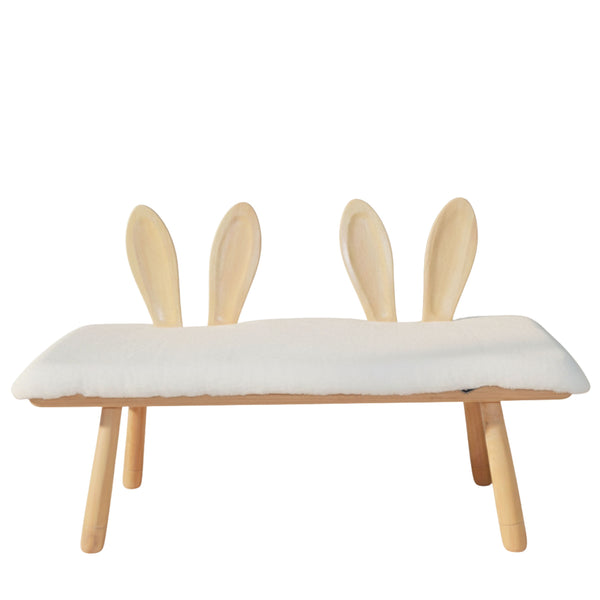 BANCO DE MADEIRA COELHOS COM ALMOFADA