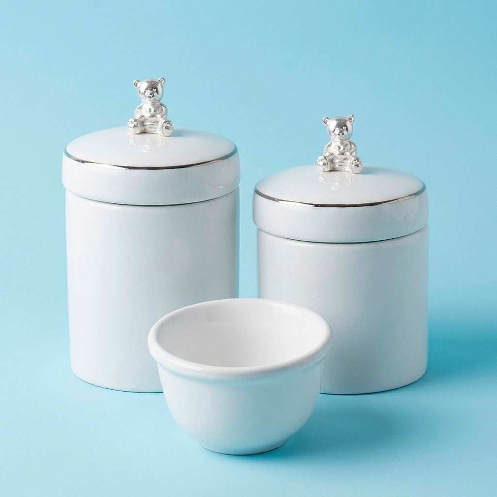 KIT HIGIENE 3PC URSO PRATA E BRANCO – Modali Baby