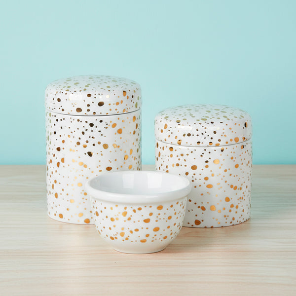 KIT HIGIENE 3PC CEU ESTRELADO DOURADO FUNDO BRANCO