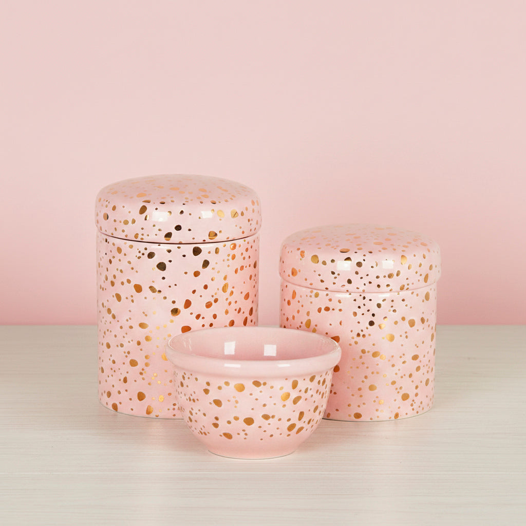 M1 KIT HIGIENE 3PC CEU ESTRELADO DOURADO FUNDO ROSA