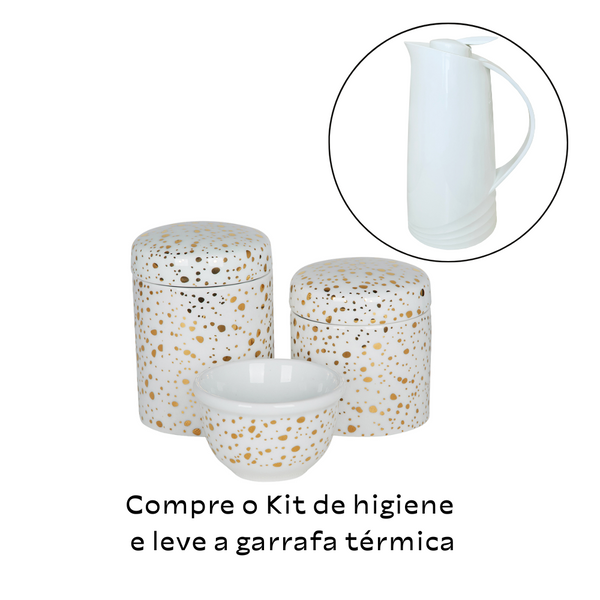 KIT HIGIENE 3PC CEU ESTRELADO DOURADO FUNDO BRANCO