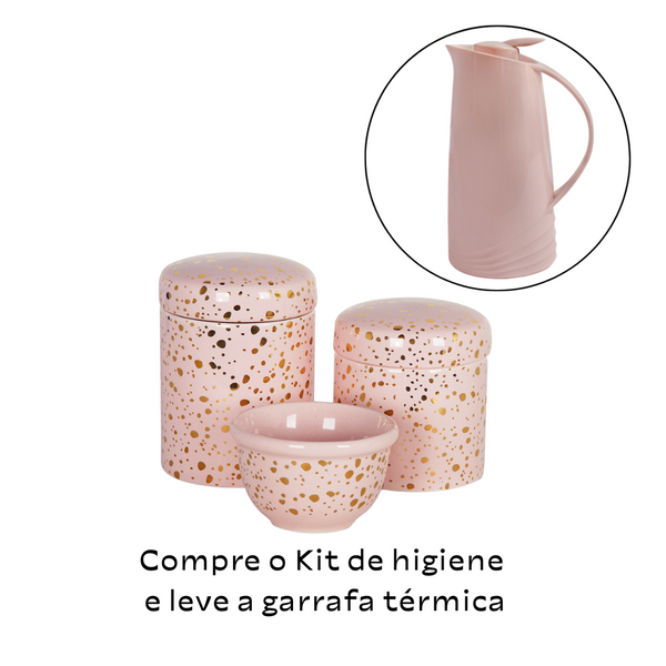 M1 KIT HIGIENE 3PC CEU ESTRELADO DOURADO FUNDO ROSA