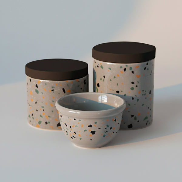 KIT HIGIENE 3PC TERRAZZO PRETO/CINZA