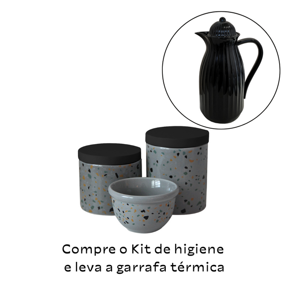 KIT HIGIENE 3PC TERRAZZO PRETO/CINZA