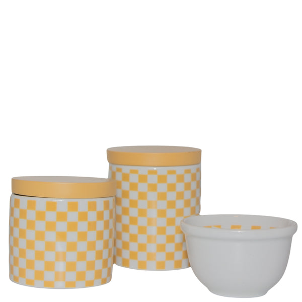 KIT HIGIENE QUADRICULADO MOSTARDA