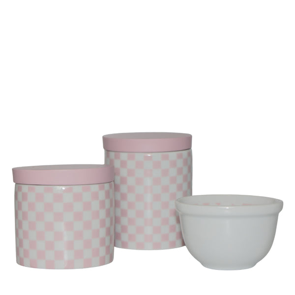 KIT HIGIENE QUADRICULADO ROSA CLARO