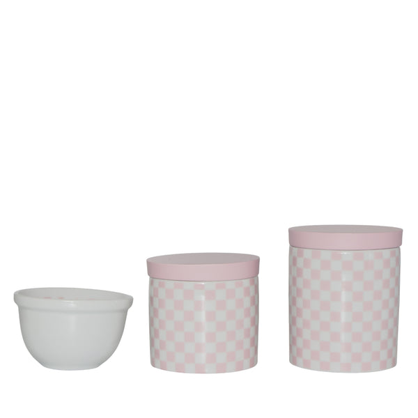 KIT HIGIENE QUADRICULADO ROSA CLARO