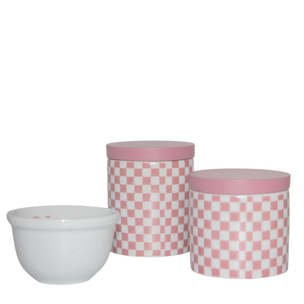 KIT HIGIENE QUADRICULADO ROSA QUEIMADO