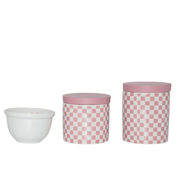 KIT HIGIENE QUADRICULADO ROSA QUEIMADO