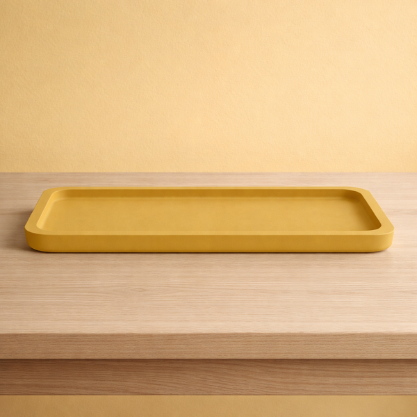 BANDEJA BORDA RASA RESINA MOSTARDA