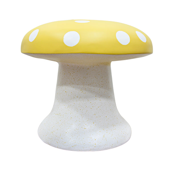 BANQUINHO COGUMELO DE RESINA AMARELO