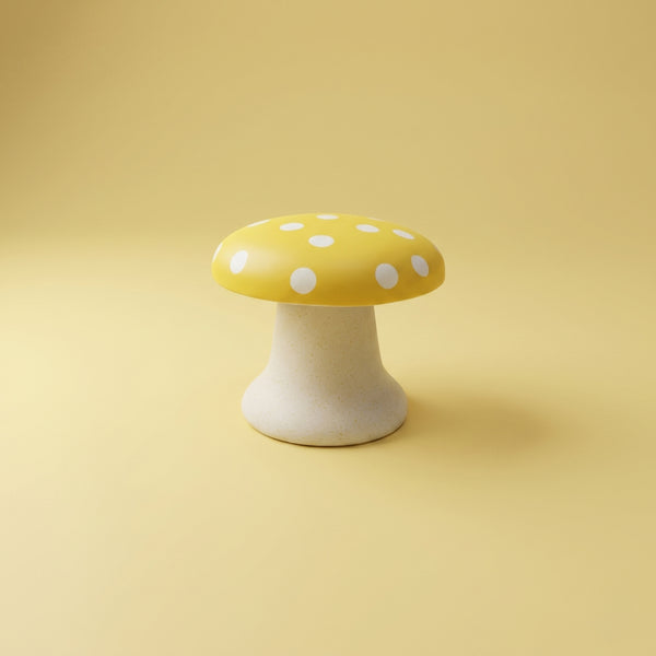 BANQUINHO COGUMELO DE RESINA AMARELO