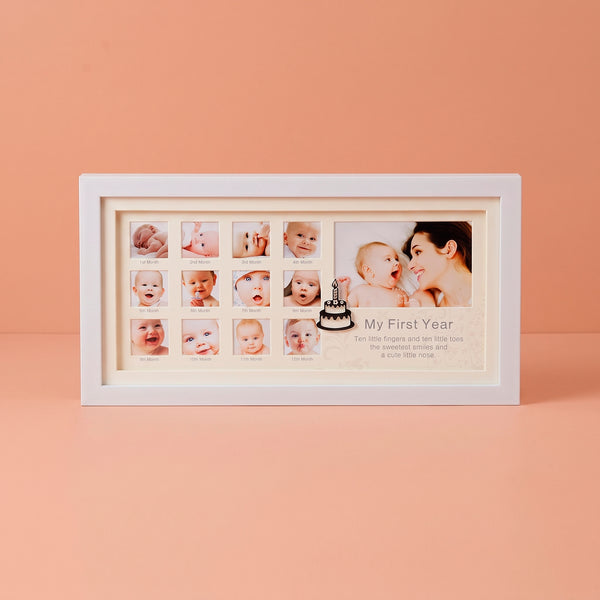 QUADRO MEU 1 ANO DE VIDA COM PINGENTE DE BOLO SILVERPLATE