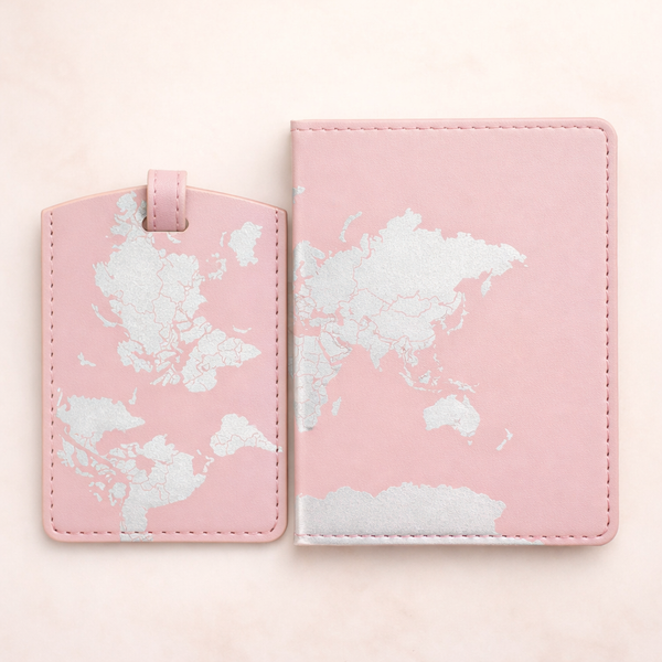 CAPA PARA PASSAPORTE + TAG DE MALA - MUNDO ROSA