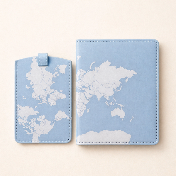 CAPA PARA PASSAPORTE + TAG DE MALA - MUNDO AZUL