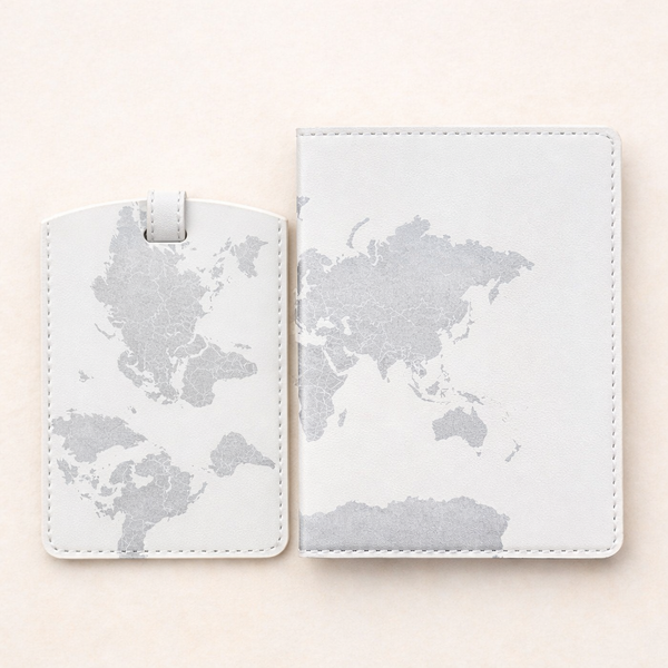 CAPA PARA PASSAPORTE + TAG DE MALA - MUNDO BRANCO