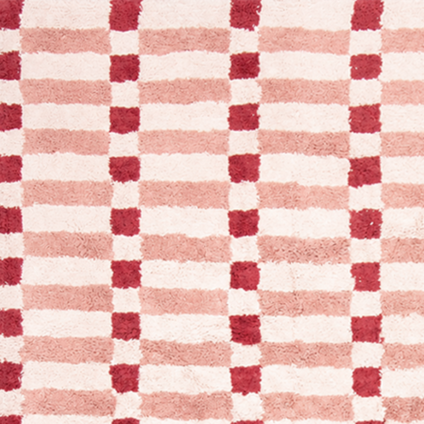 TAPETE 100% ALGODAO LAVAEL NA MAQUINA - GEOMETRICO ROSA