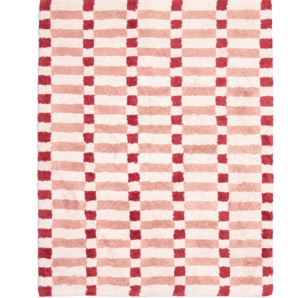 TAPETE 100% ALGODAO LAVAEL NA MAQUINA - GEOMETRICO ROSA