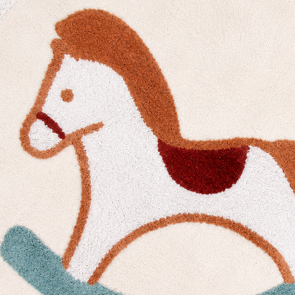 TAPETE 100% ALGODAO LAVAEL NA MAQUINA - CAVALO BALANCO