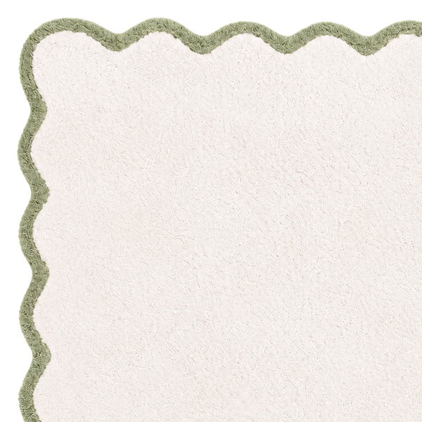 TAPETE 100% ALGODAO LAVAEL NA MAQUINA - BORDA CONTORNO VERDE