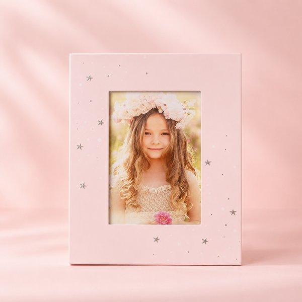 PORTA RETRATO ROSA ESTRELAS 10X15CM
