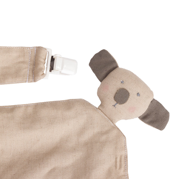 JOGO DE NANINHA E PORTA CHUPETA COALA CINZA DE TECIDO LINHO