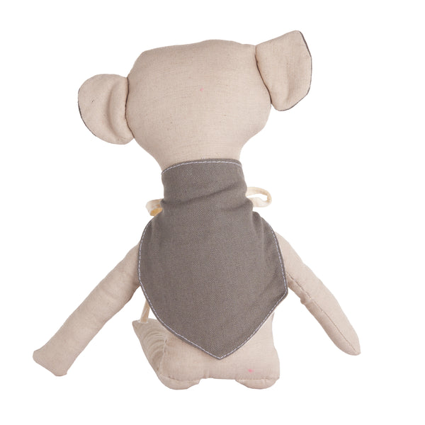 COALA PEDRO CINZA DE PANO BORDADO TECIDO LINHO