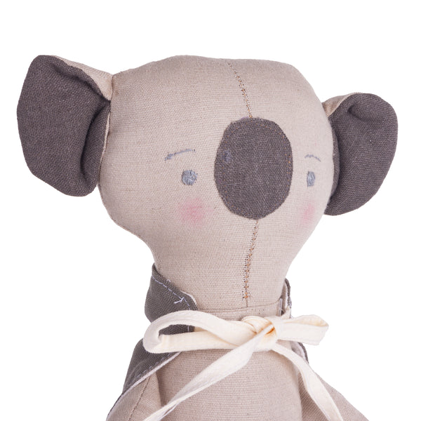 COALA PEDRO CINZA DE PANO BORDADO TECIDO LINHO