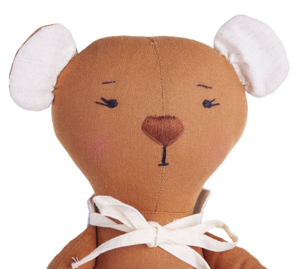 URSO MORENO PANO BORDADO TECIDO LINHO