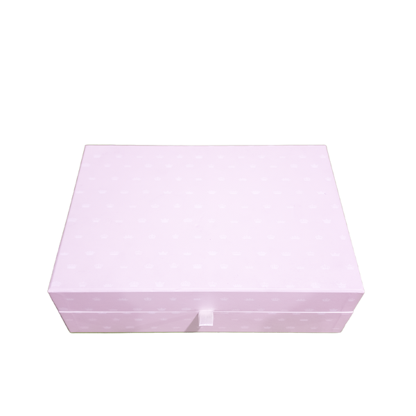 JOGO 2 CAIXAS DE MEMORIAS ROSA COM COROAS