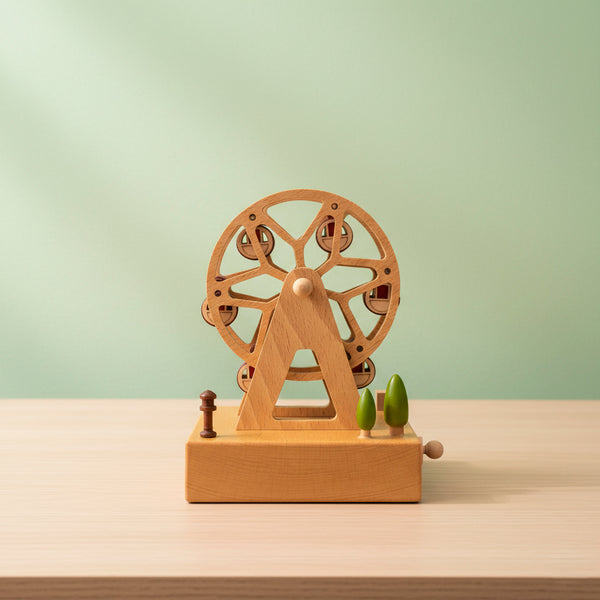 CAIXA DE MUSICA RODA GIGANTE DE MADEIRA TALHADA